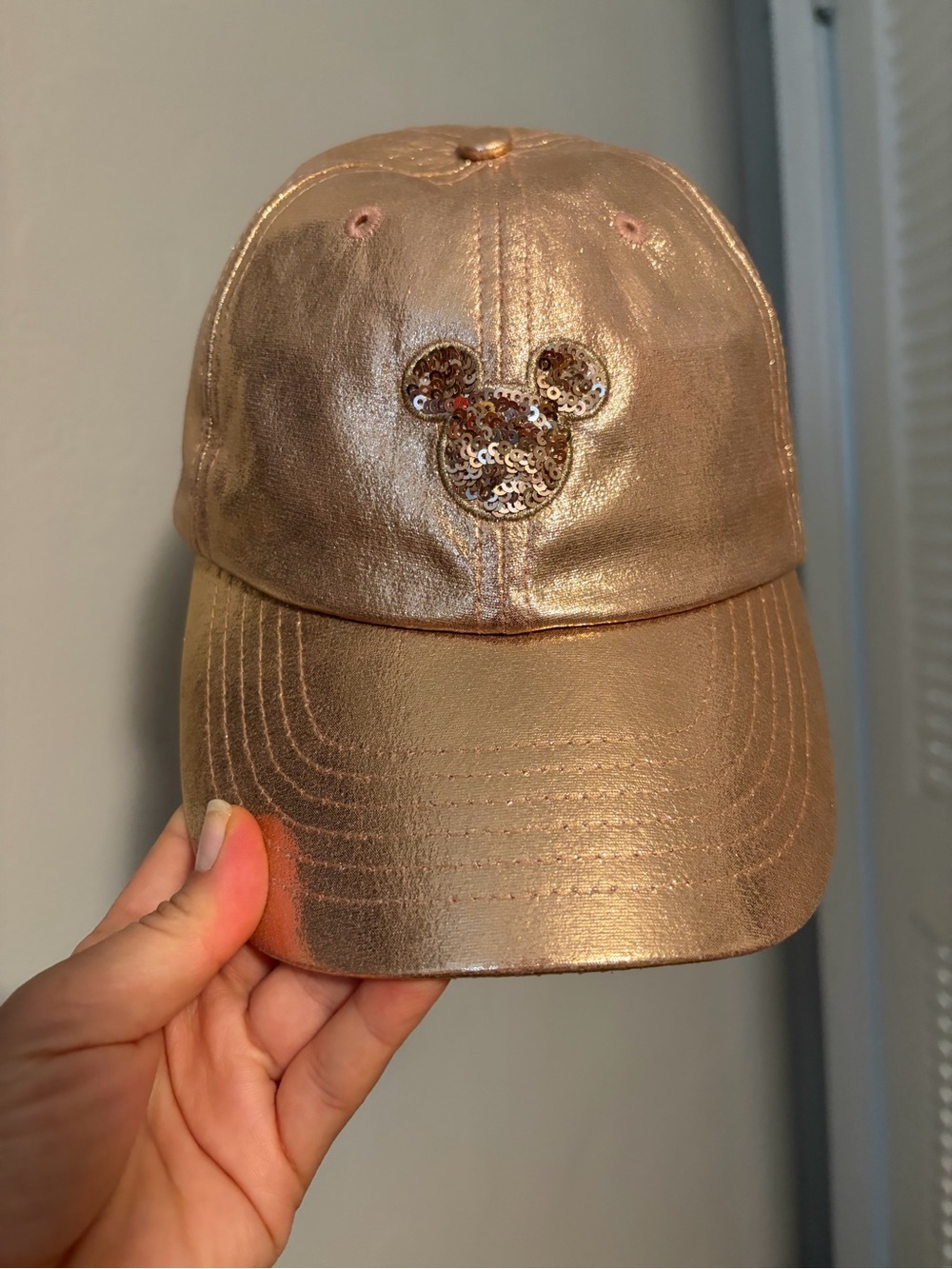 Metallic Rose Gold Sequin Disney Cap